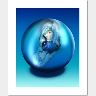 Drowned ghost girl in a crystal ball Posters and Art